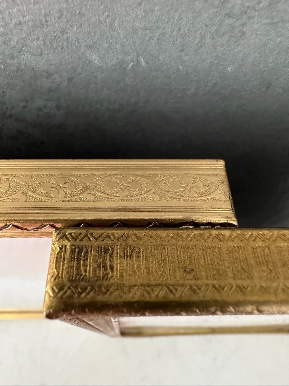 2 Vintage Neoclassical Embossed ORNATE Brass GOLD Picture Frame 8X10